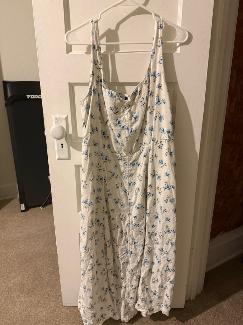 Old Navy White Floral Maxi Dress with Blue Flowers